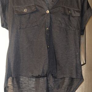 Chic Black Short Sleeve Blouse